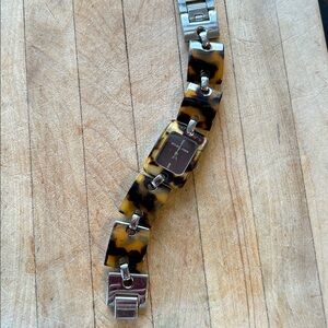 Michael Kors tortoiseshell links bracelet watch Vintage square face New battery